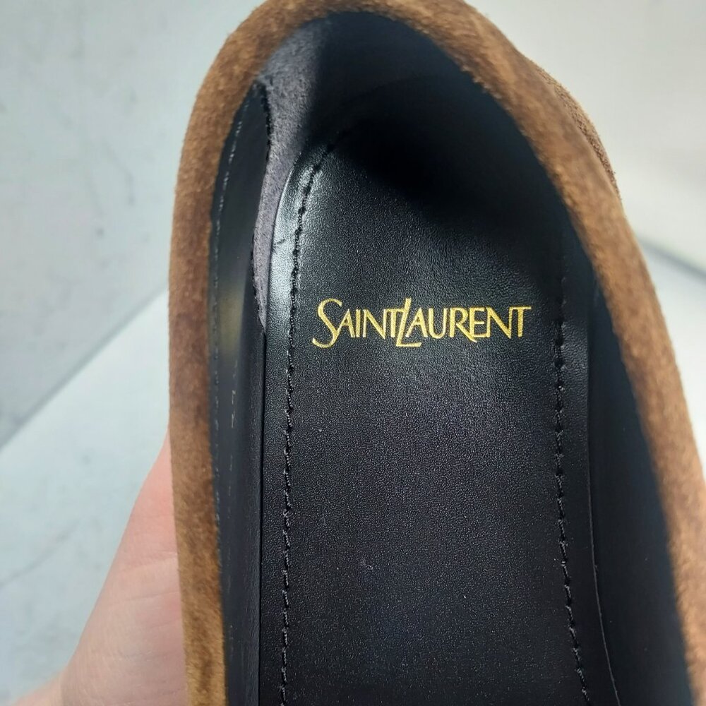 Saint Laurent Brown Suede Loafers - Picture 8 of 12